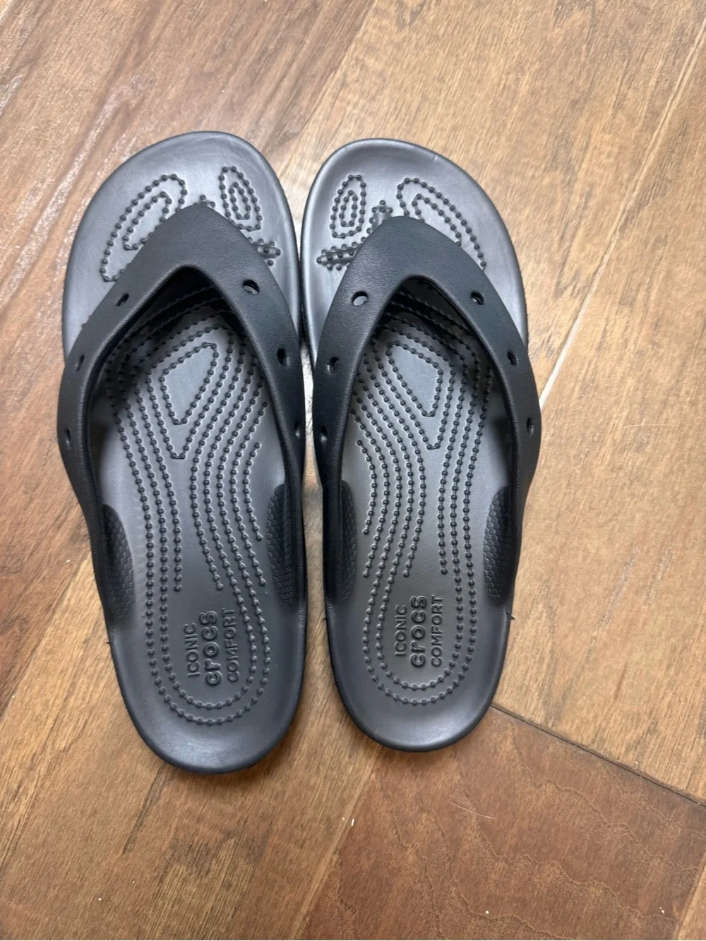 CROCS Black Platform Flip-Flop Thong Sandals Black - Size 9 Women
